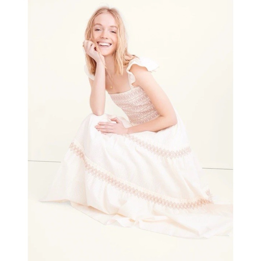Madewell Lucie Smocked Tiered Midi Maxi Dress Xxs